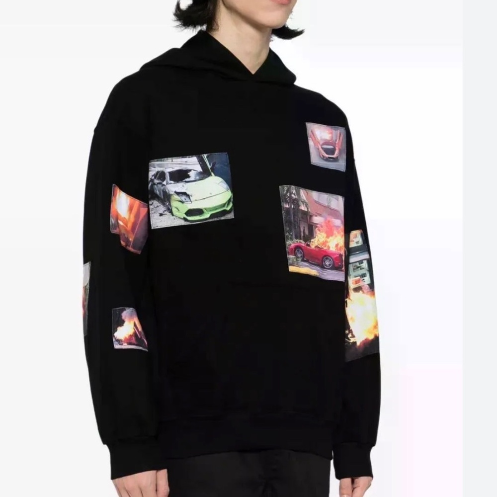 Anti Social Social Club Totaled XXL Black Hoodie with Graphic Patches